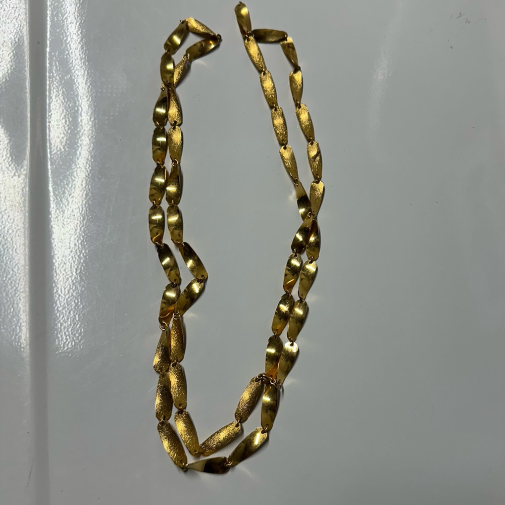 Textured Gold-Look Leaf Chain Necklace